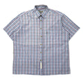 日本然リトテ-古着オンライン-Barbour 半袖 ボタンダウンシャツ L ブルー チェック コットン ポルトガル製-Barbour Short Sleeve Button-down Shirts L Blue Checked Cotton Portugal Made