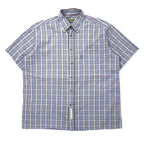 日本然リトテ-古着オンライン-Barbour 半袖 ボタンダウンシャツ L ブルー チェック コットン ポルトガル製-Barbour Short Sleeve Button-down Shirts L Blue Checked Cotton Portugal Made