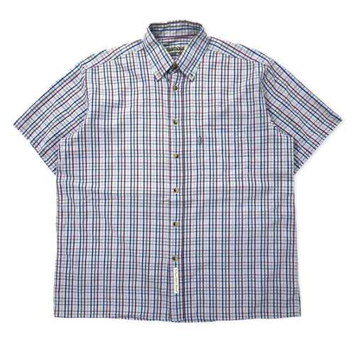 日本然リトテ-古着オンライン-Barbour 半袖 ボタンダウンシャツ L ブルー チェック コットン ポルトガル製-Barbour Short Sleeve Button-down Shirts L Blue Checked Cotton Portugal Made