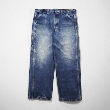 80s Vintage Carpenter Pants, Denim Jeans, Painter Pants, Size XL, Indigo, Big Bill, Suspender Buttons, Made in Canada