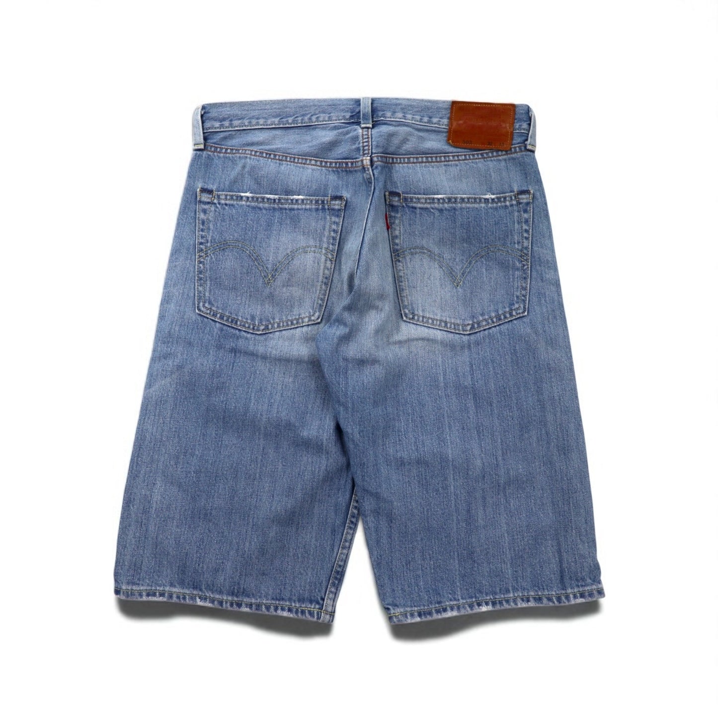 Levi's 503 ショート デニムパンツ ハーフパンツ Ｍ インディゴ ブルー レザーパッチ ジッパーフライ 503-0035