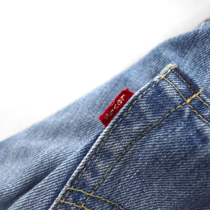 Levi's 503 ショート デニムパンツ ハーフパンツ Ｍ インディゴ ブルー レザーパッチ ジッパーフライ 503-0035