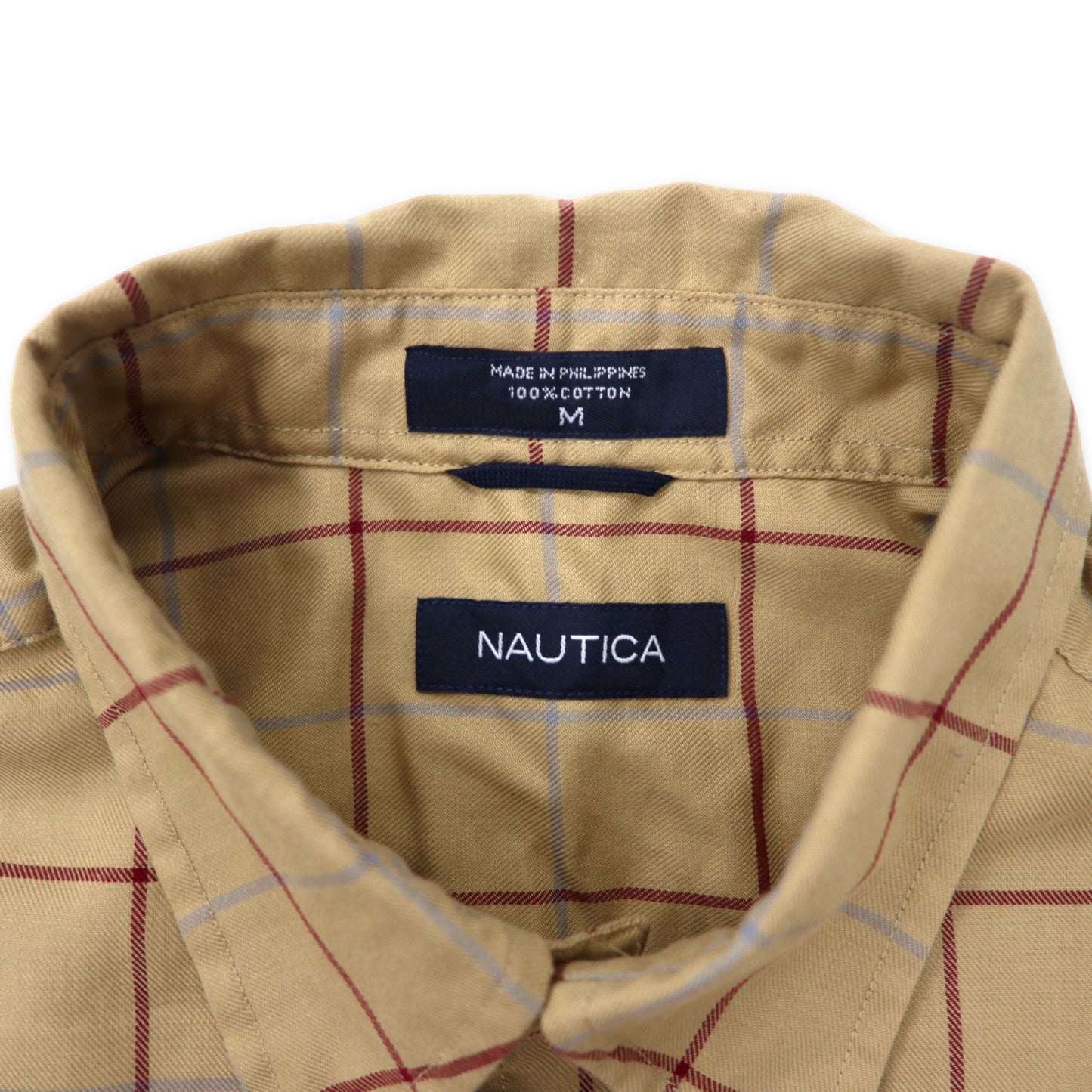 NAUTICA ビッグサイズ ボタンダウンシャツ M ベージュ チェック コットン