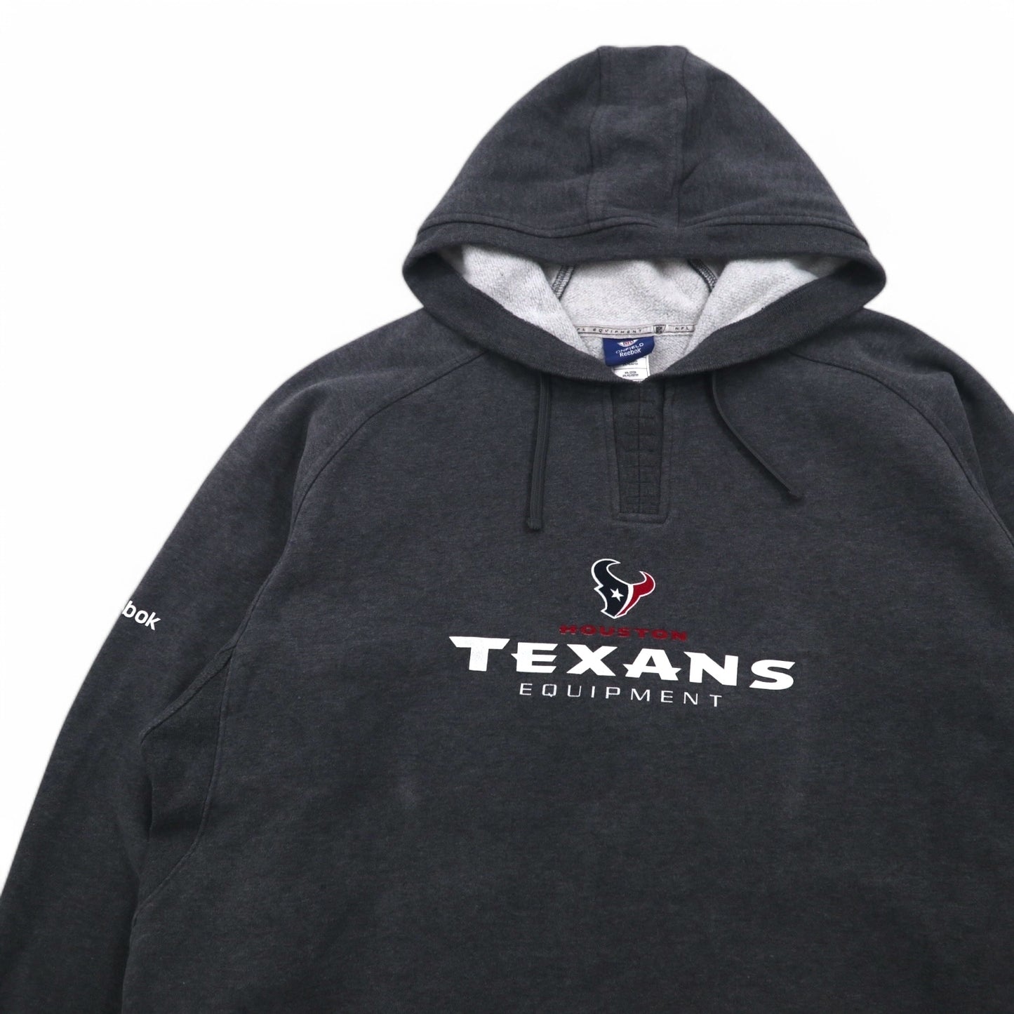 Reebok プルオーバー パーカー 2XL グレー 裏起毛 フロントポケット NFL Houston Texans ビッグサイズ