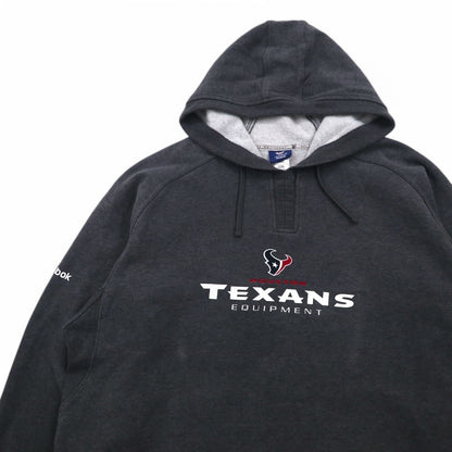 Reebok プルオーバー パーカー 2XL グレー 裏起毛 フロントポケット NFL Houston Texans ビッグサイズ