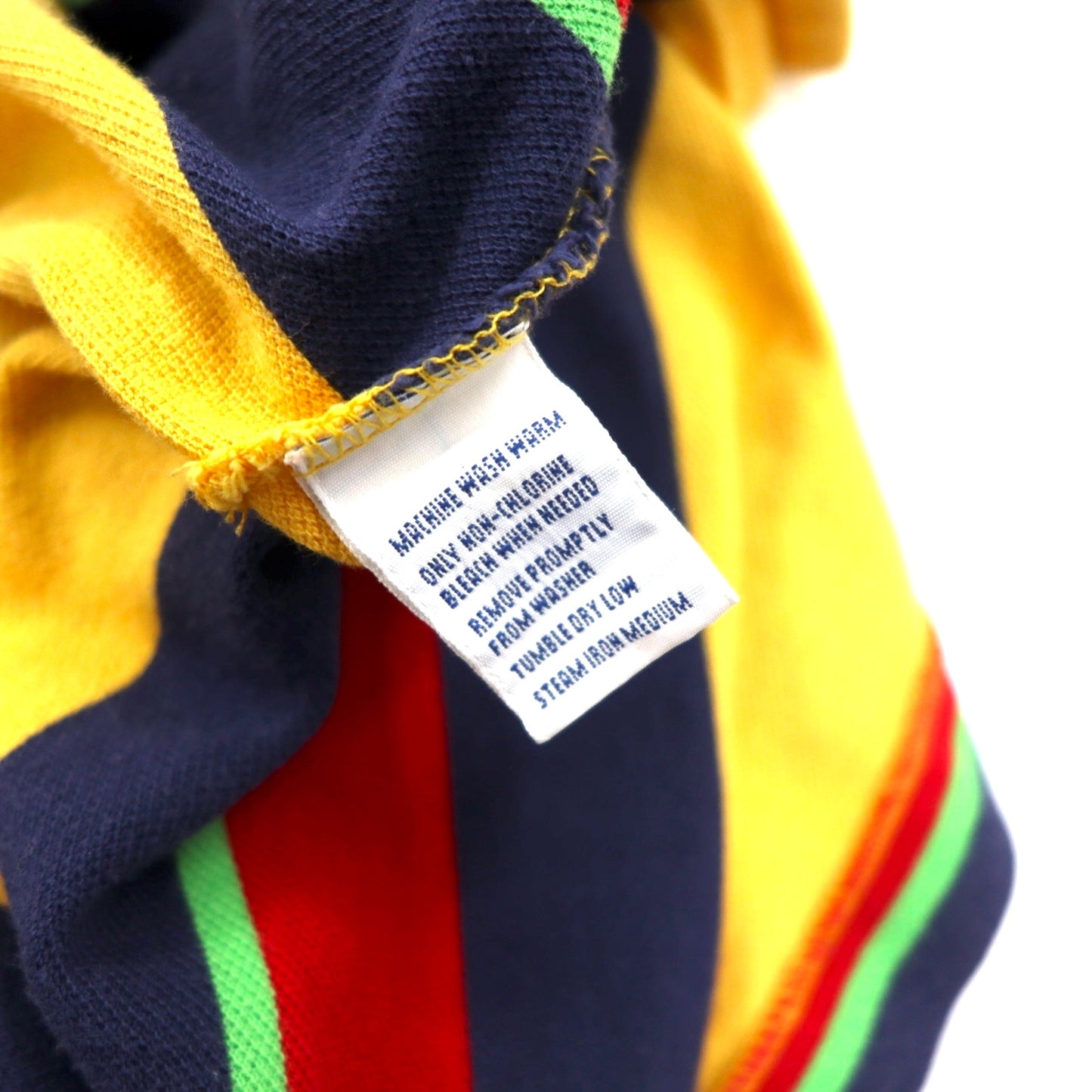 Polo by Ralph Lauren 90年代 長袖ポロシャツ ラガーシャツ XL イエロー ボーダー コットン スモールポニー 刺繍 ボリビア製