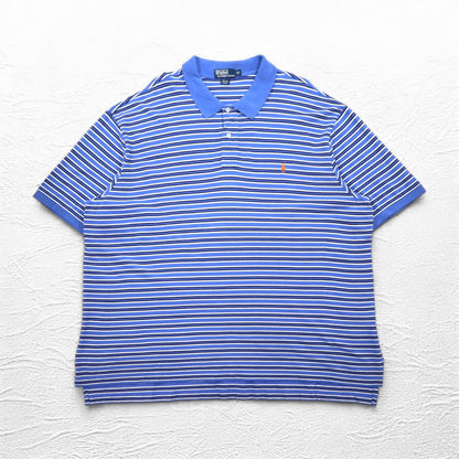 Polo by Ralph Lauren ボーダー ポロシャツ 4XL BIG ブルー ビッグサイズ スモールポニー刺繍