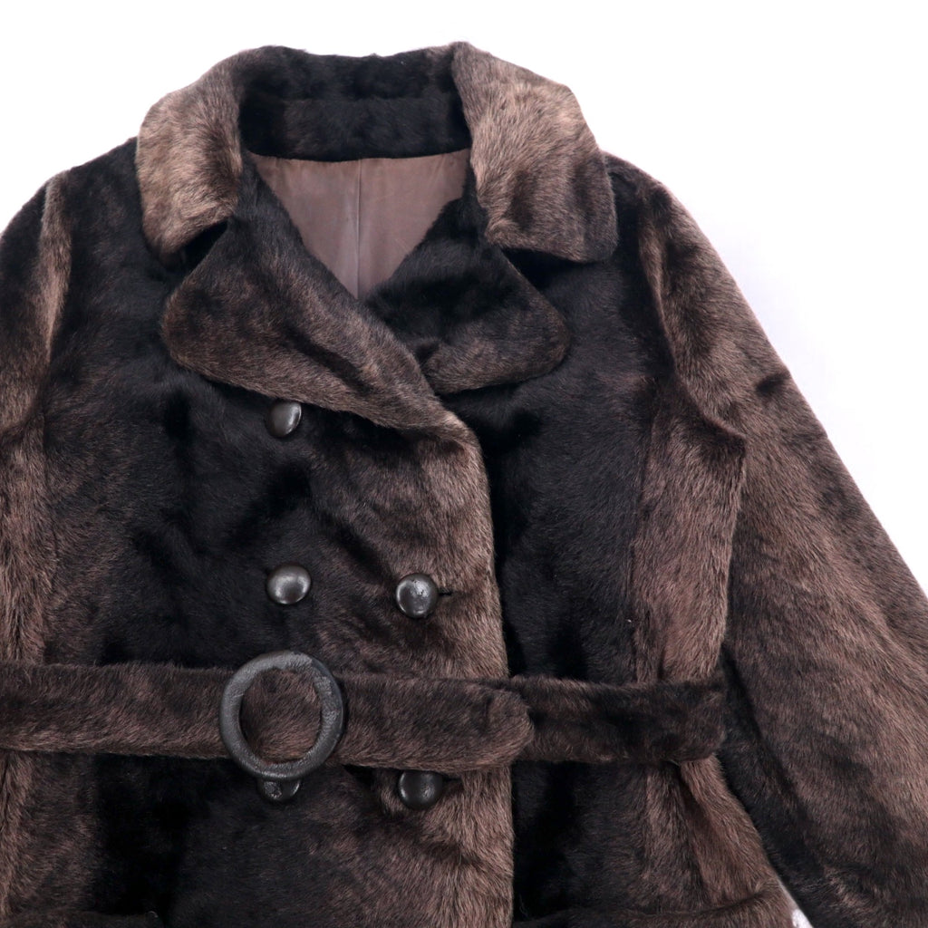 Vintage 60s Fur Coat Style by Fairmoor French 60s double-breasted fur coat FREE brown fur with belt