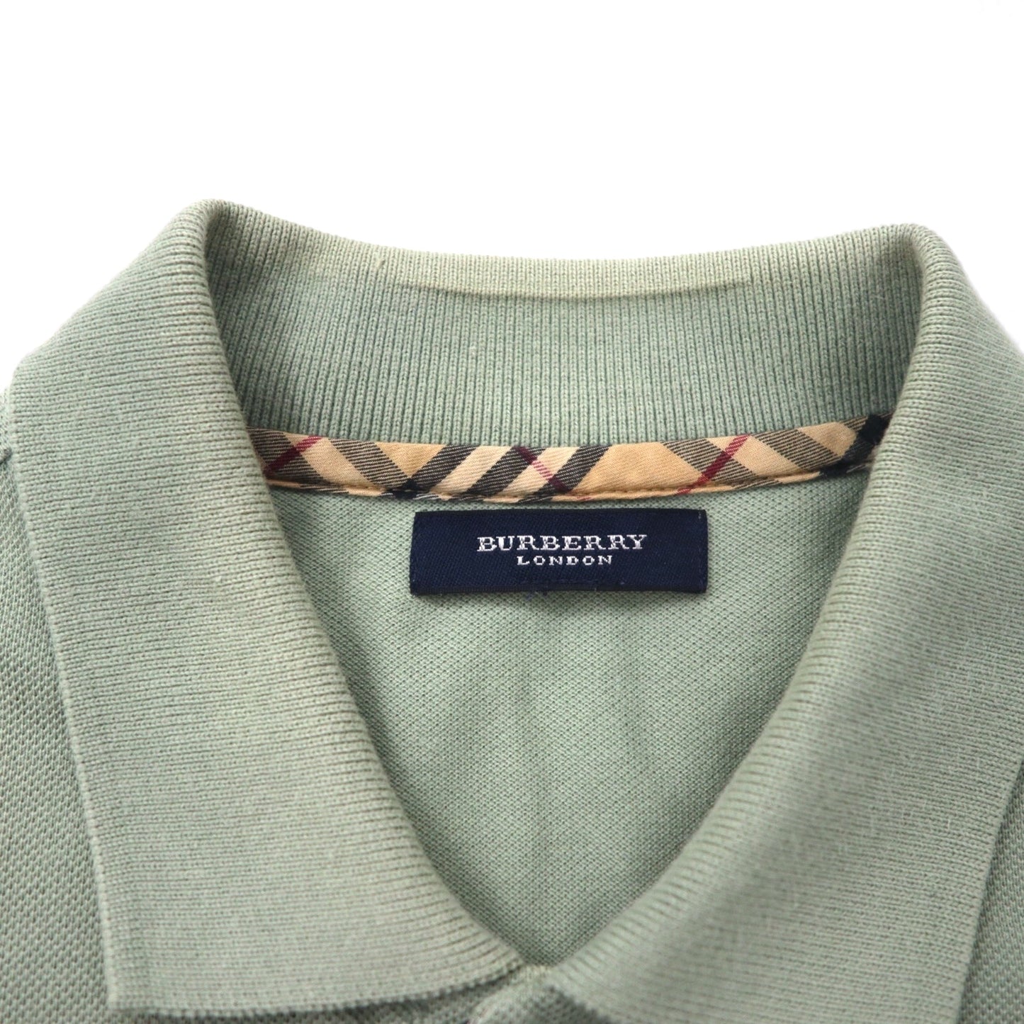 BURBERRY Polo Shirt, Size L, Khaki Cotton, Pique, Chest Pocket, One-Point Logo Embroidery