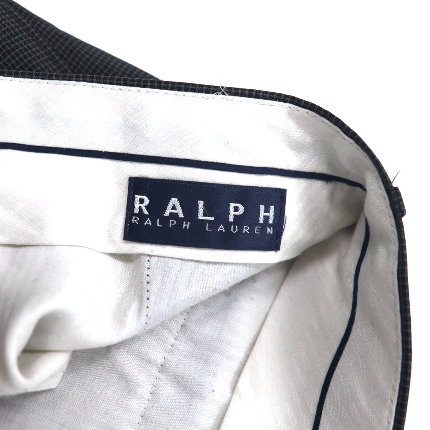 RALPH LAUREN 2タック ワイド スラックスパンツ 34 グレー チェック ポリエステル WASHABLE