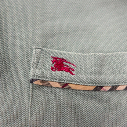 BURBERRY Polo Shirt, Size L, Khaki Cotton, Pique, Chest Pocket, One-Point Logo Embroidery
