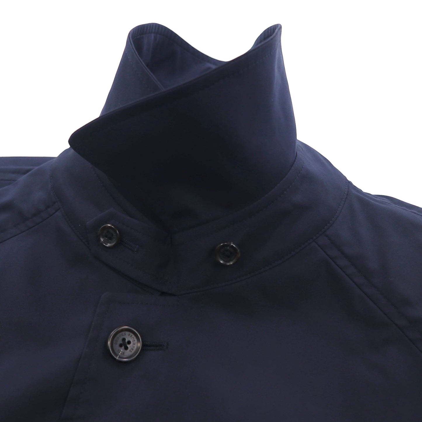 Brooks Brothers Balmacaan Trench Coat, Large, Navy, with Hidden Button and Chin Strap