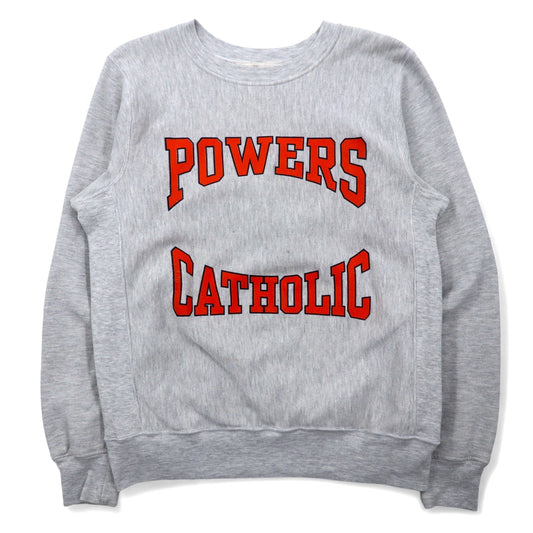 日本然リトテ-古着オンライン-USA製 90年代 Gem SPORTSWEAR リバースウィーブ スウェット L グレー コットンPOWERS CATHOLIC プリント-USA Made 90's Gem SPORTSWEAR Reverse Weave Sweatshirt L Gray Cotton POWERS CATHOLIC Print