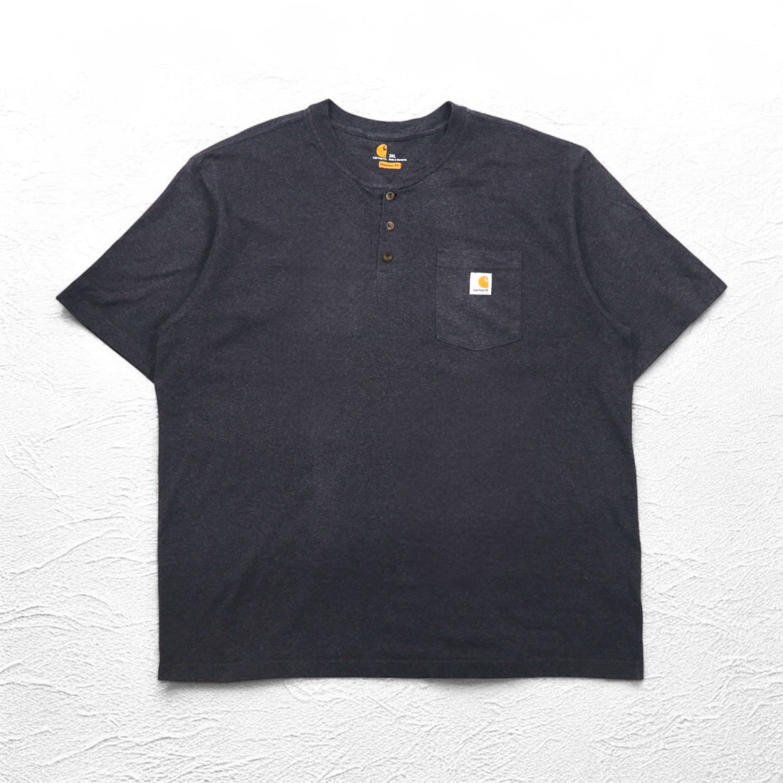 carhartt ヘンリーネック Tシャツ 2XL グレー ORIGINAL FIT 胸ポケット ビッグサイズ ホンジュラス製