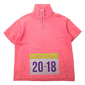 日本然リトテ-古着オンライン-HURRAY HURRAY 半袖 ハーフジップ スウェット Tシャツ FREE ピンク コットン Ekiden Half Zip Sweat C4031-1 日本製-HURRAY HURRAY Short Sleeve Half Zip Sweatshirt T-Shirt FREE Pink Cotton Ekiden Half Zip Sweat C4031-1 Japan Made