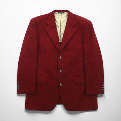 CHAPS RALPH LAUREN 90s Japanese-made tweed 3B tailored jacket, size M, burgundy, wool, alpaca blend