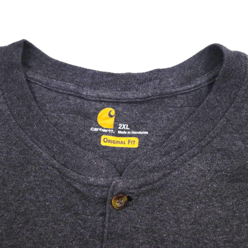carhartt ヘンリーネック Tシャツ 2XL グレー ORIGINAL FIT 胸ポケット ビッグサイズ ホンジュラス製