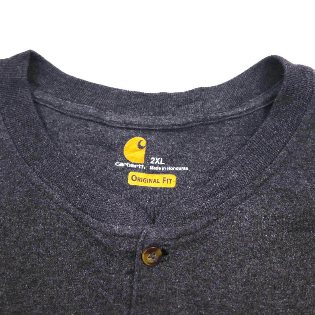 carhartt ヘンリーネック Tシャツ 2XL グレー ORIGINAL FIT 胸ポケット ビッグサイズ ホンジュラス製