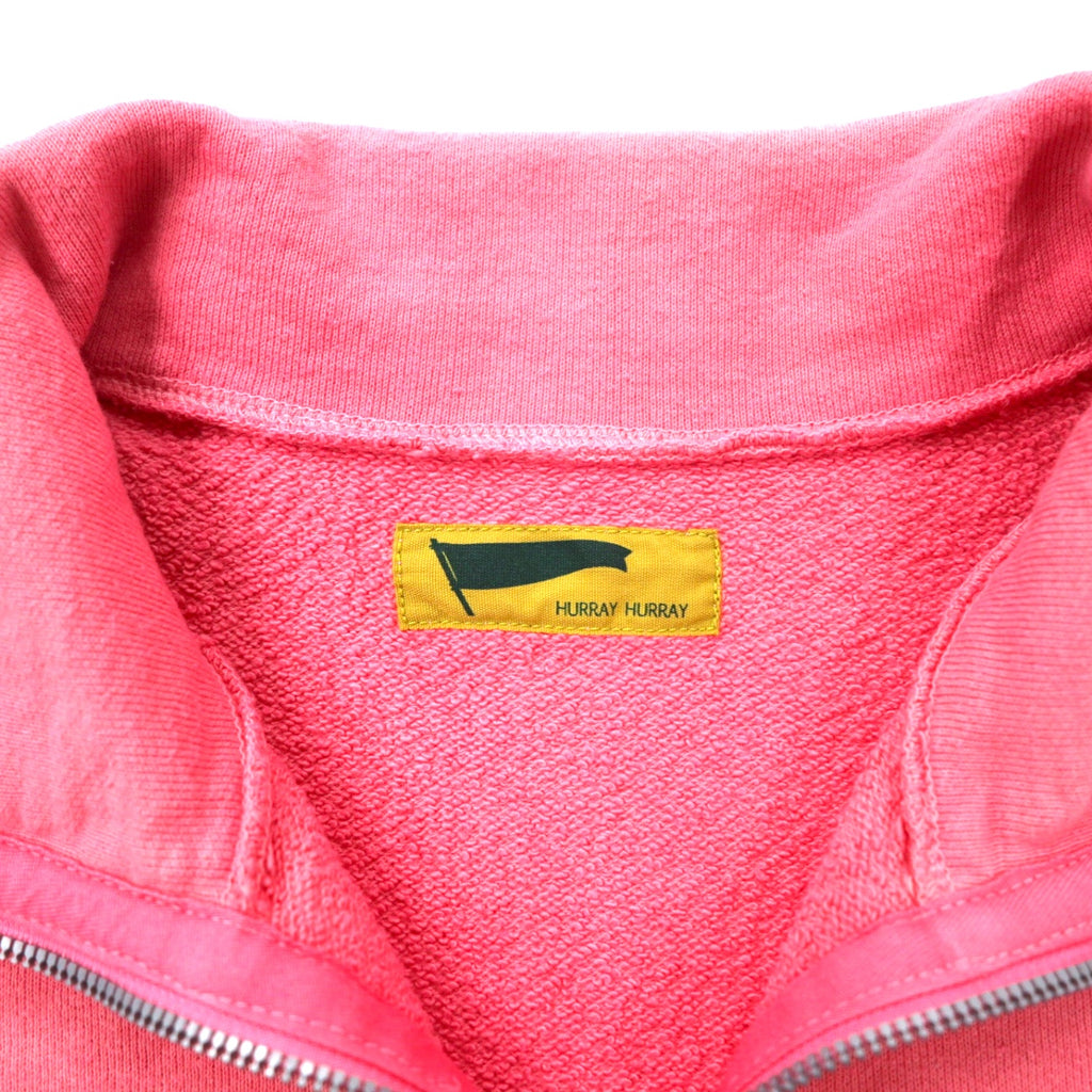 HURRAY HURRAY 半袖 ハーフジップ スウェット Tシャツ FREE ピンク コットン Ekiden Half Zip Sweat C4031-1 日本製