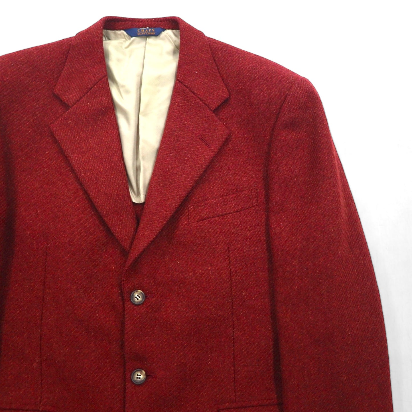 CHAPS RALPH LAUREN 90s Japanese-made tweed 3B tailored jacket, size M, burgundy, wool, alpaca blend