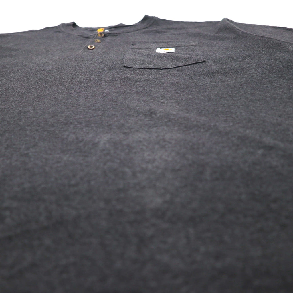 carhartt ヘンリーネック Tシャツ 2XL グレー ORIGINAL FIT 胸ポケット ビッグサイズ ホンジュラス製