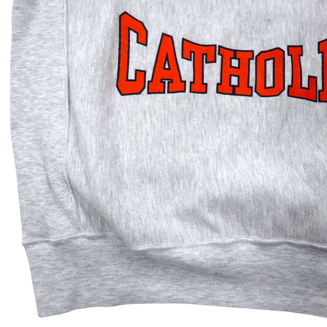 Made in USA 90s Gem SPORTSWEAR Reverse Weave Sweatshirt L Grey Cotton POWERS CATHOLIC Print