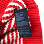 TOMMY HILFIGER ハーフボタン ワッフルニットセーター L レッド ボーダー ローゲージ