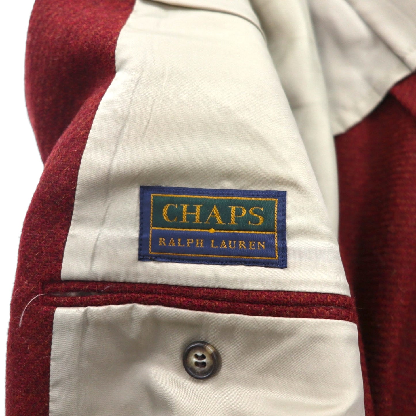 CHAPS RALPH LAUREN 90s Japanese-made tweed 3B tailored jacket, size M, burgundy, wool, alpaca blend