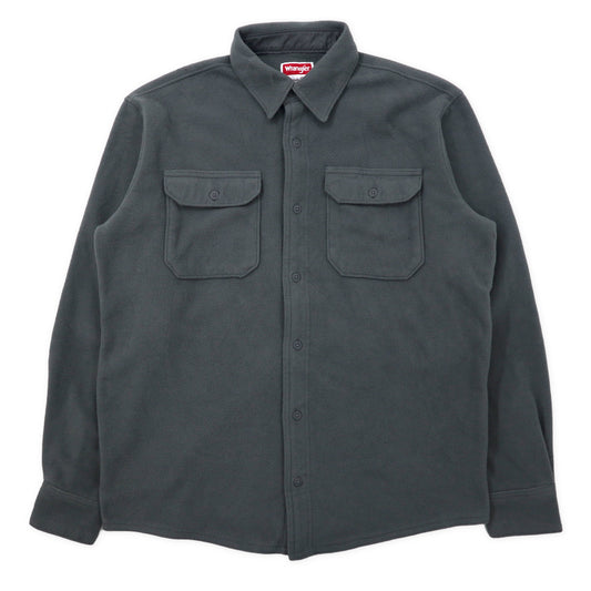 日本然リトテ-古着オンライン-Wrangler 90年代 フリース ワークシャツ M グレー ポリエステル-WRANGLER 90's FLEECE Workshirt M Gray Polyester