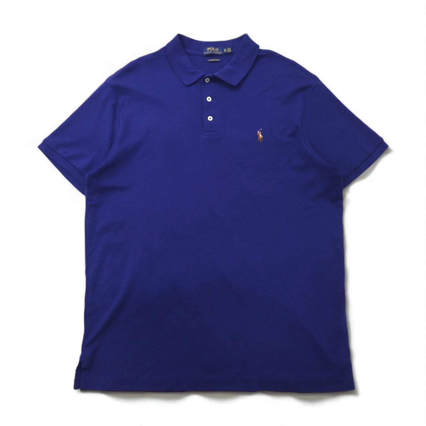 POLO RALPH LAUREN カスタムスリムフィット CUSTOM SLIM FIT ポロシャツ XL ネイビー コットン スモールポニー刺繍