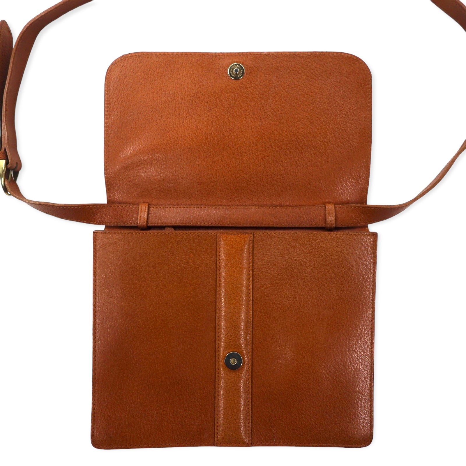RALPH LAUREN square shoulder bag brown leather grained leather
