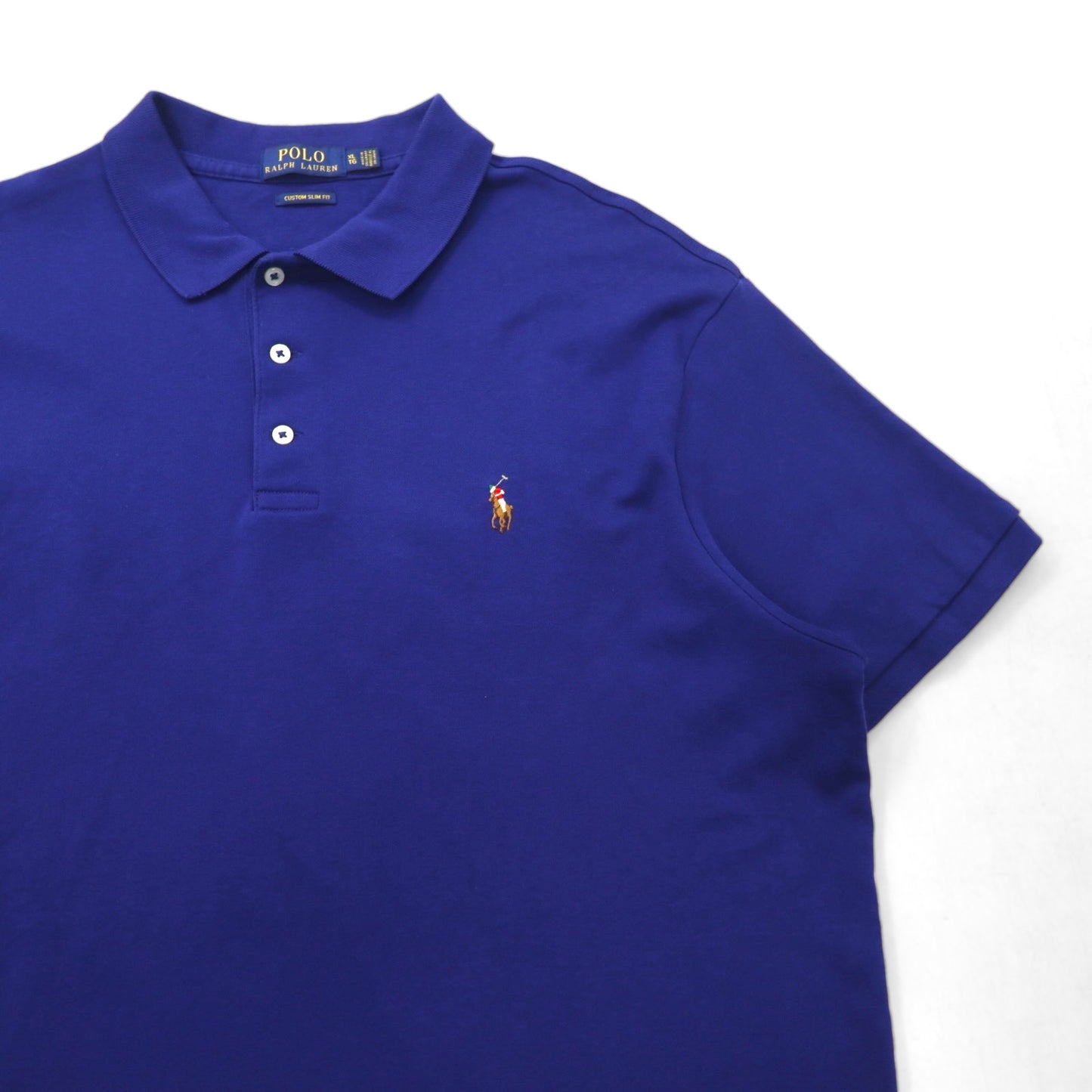 POLO RALPH LAUREN カスタムスリムフィット CUSTOM SLIM FIT ポロシャツ XL ネイビー コットン スモールポニー刺繍