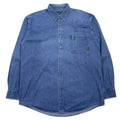 日本然リトテ-古着オンライン-Timberland 90年代 WEATHER GEAR デニムシャツ XL ブルー コットン ワンポイントロゴ 刺繍-Timberland 90's WEATHER GEAR Denim Shirt XL Blue Cotton One Point Logo Embroidery