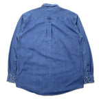 Timberland 90s WEATHER GEAR Denim Shirt XL Blue Cotton One Point Logo Embroidery