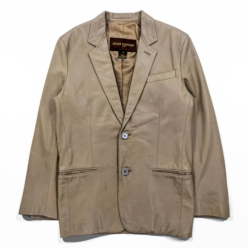 LOUIS VUITTON French calfskin 2B tailored jacket L beige cowhide leather LVJ authorized dealer