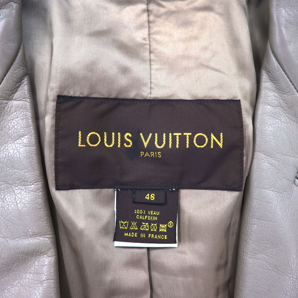 LOUIS VUITTON French calfskin 2B tailored jacket L beige cowhide leather LVJ authorized dealer
