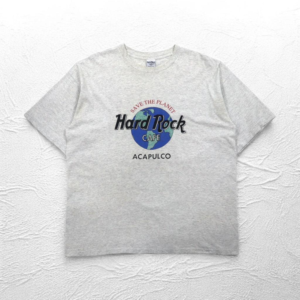 Hard Rock CAFE プリント Tシャツ XL グレー コットン SAVE THE PLANET ACAPULCO メキシコ製