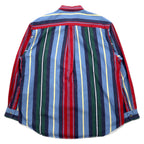 nautica USA made 90s multi-stripe button-down shirt, XL, blue, cotton, one-point embroidery