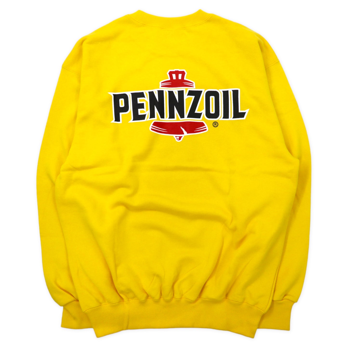 PENNZOIL ロゴプリント スウェットシャツ FREE イエロー コットン バックプリント US企業 ビッグサイズ 未使用品