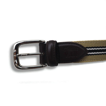 VAN -JAC- IVY アイビー テープベルト ベージュ ストレッチ メッシュ PUレザー