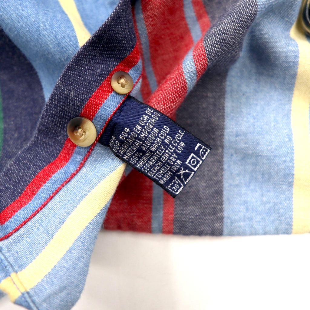 nautica USA made 90s multi-stripe button-down shirt, XL, blue, cotton, one-point embroidery