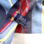nautica USA made 90s multi-stripe button-down shirt, XL, blue, cotton, one-point embroidery