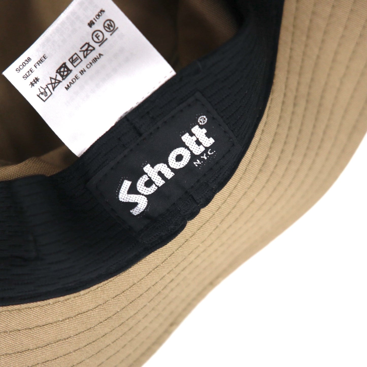 Schott N.Y.C. ベーシック バケットハット FREE ベージュ ワンポイントロゴ SC038