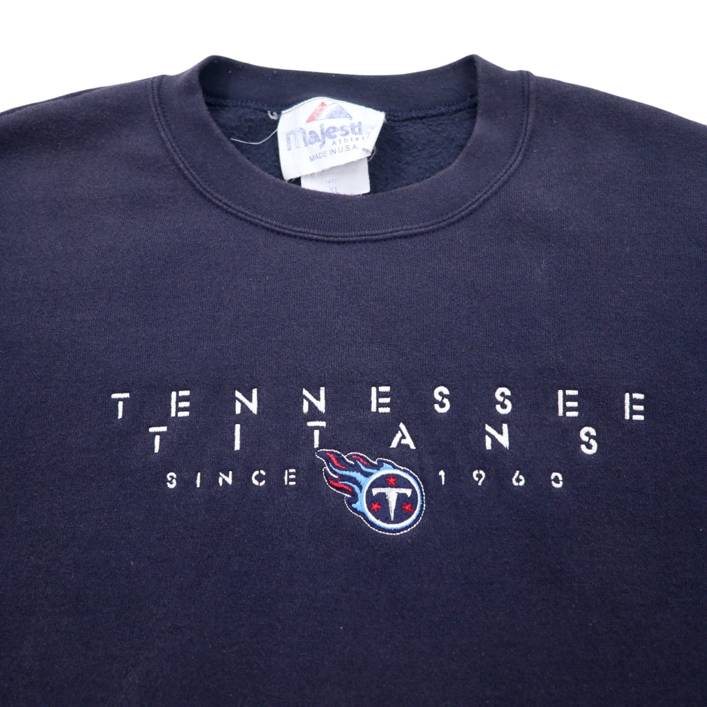 majestic USA made 90s NFL embroidered sweatshirt XL navy cotton TENNESSEE TITANS