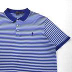 POLO RALPH LAUREN Classic Fit Striped Polo Shirt, Size L, Blue Cotton, Small Pony Embroidery