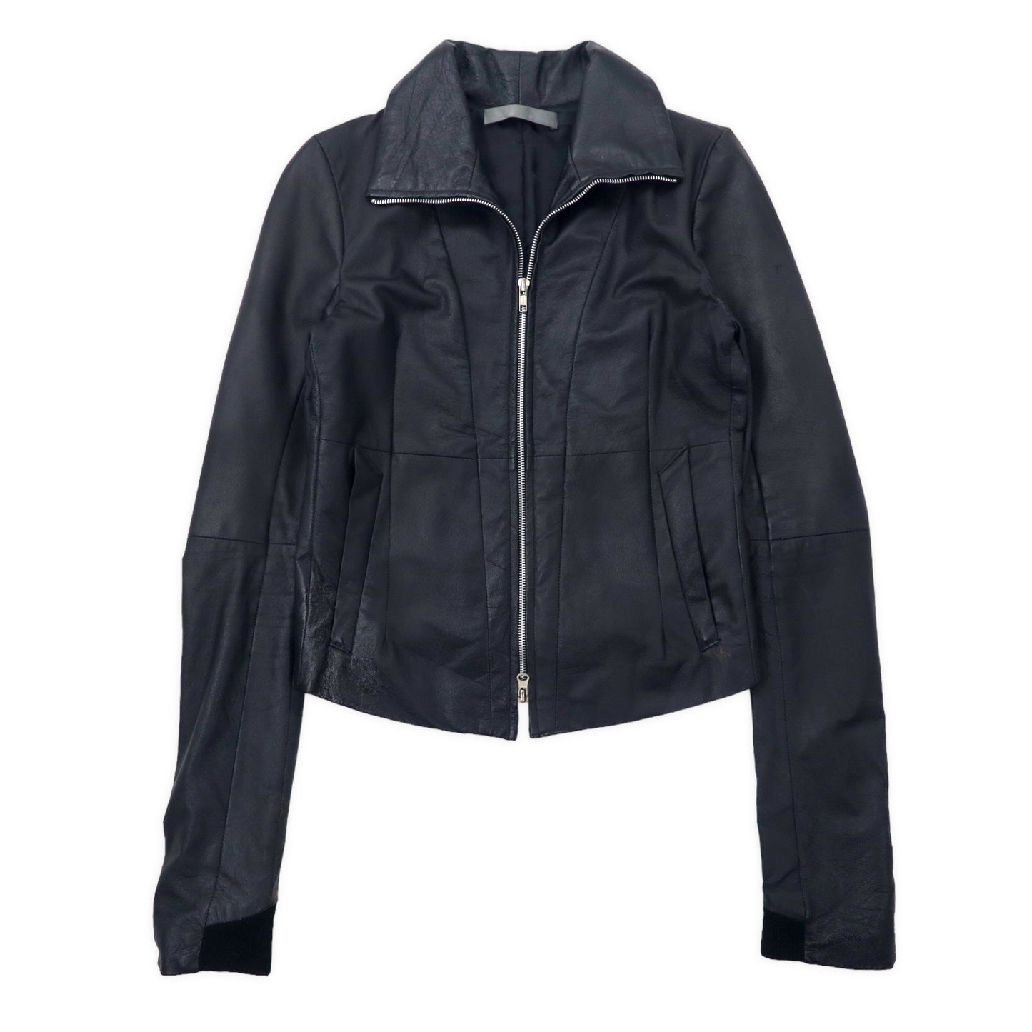 EKAM High Neck Riders Jacket M Black Lamb Leather Leather Leather Double  Zip – 日本然リトテ