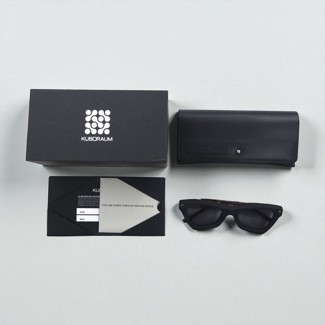 KUBORAUM Maske J7 Cat Eye Sunglasses, Black Tortoiseshell, BS 51-20 145, Made in Italy