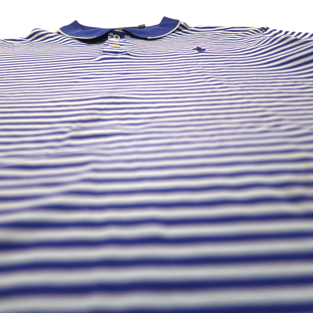 POLO RALPH LAUREN Classic Fit Striped Polo Shirt, Size L, Blue Cotton, Small Pony Embroidery
