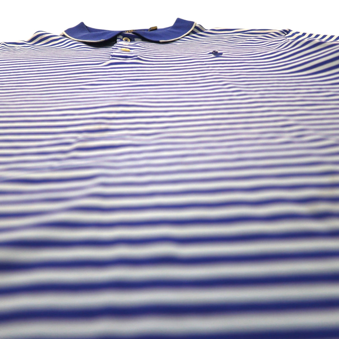POLO RALPH LAUREN Classic Fit Striped Polo Shirt, Size L, Blue Cotton, Small Pony Embroidery