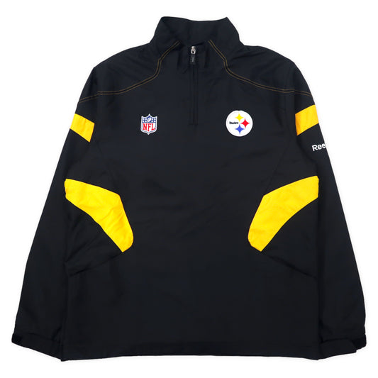 Reebok NFL Pittsburgh Steelers ハーフジップ トラックジャケット M ブラック ポリエステル スティーラーズ バックロゴ ビッグサイズ